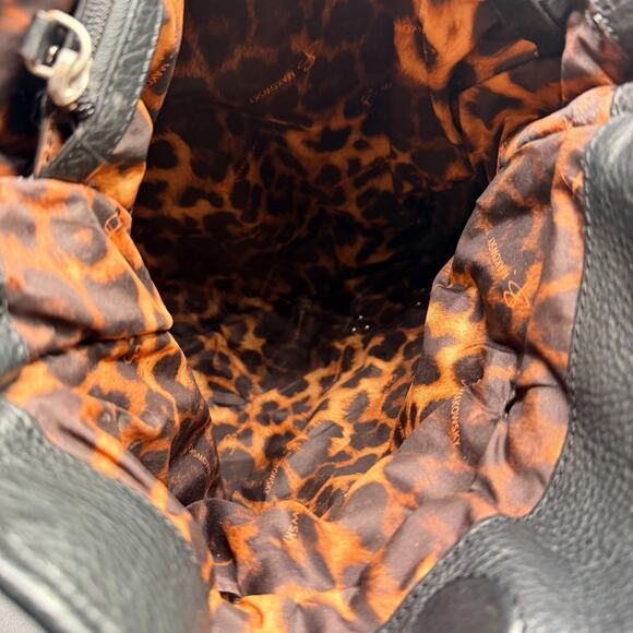 B Makowsky Black Pebbled Leather Hobo Shoulder Bag Slouchy Belted Style - Picture 12 of 13